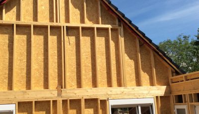 façade d'une maison à ossature bois, betschdorf, bas-rhin, alsace