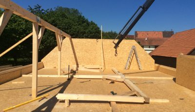 Réalisation de la toiture d'un chantier à ossature bois, Betschdorf, Bas-rhin, Alsace